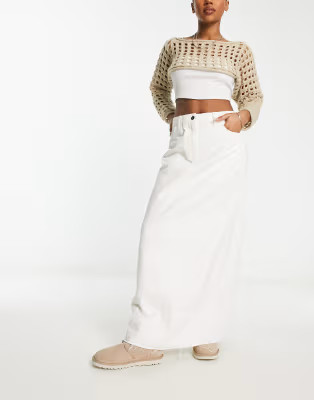 COLLUSION long maxi denim skirt in white | ASOS (Global)