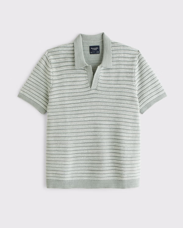 Textural Striped Johnny Collar Sweater Polo | Abercrombie & Fitch (US)