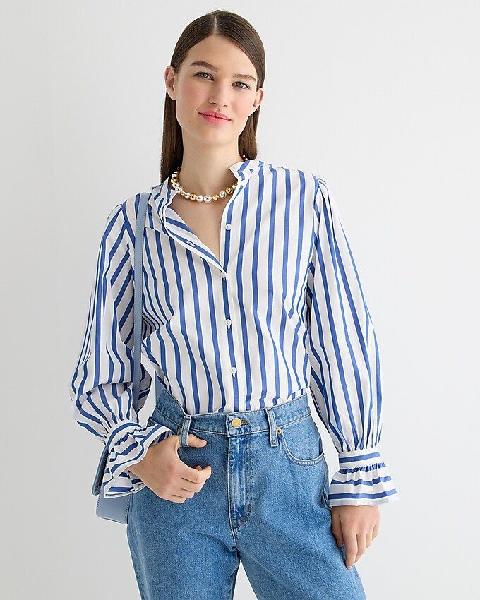 Long-sleeve button-up with ruffle cuffs | J.Crew US