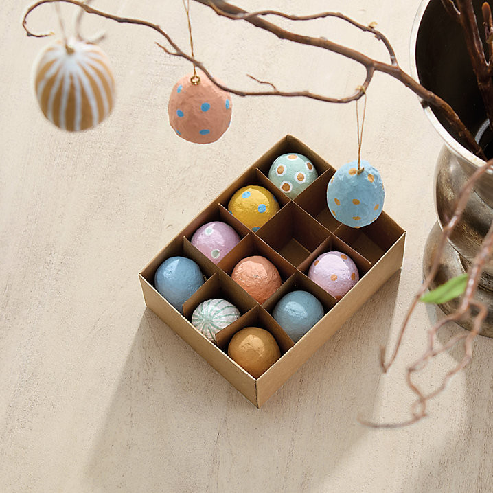 Cotton Mache Hanging Easter Eggs - Set of 12 | Ballard Designs, Inc.