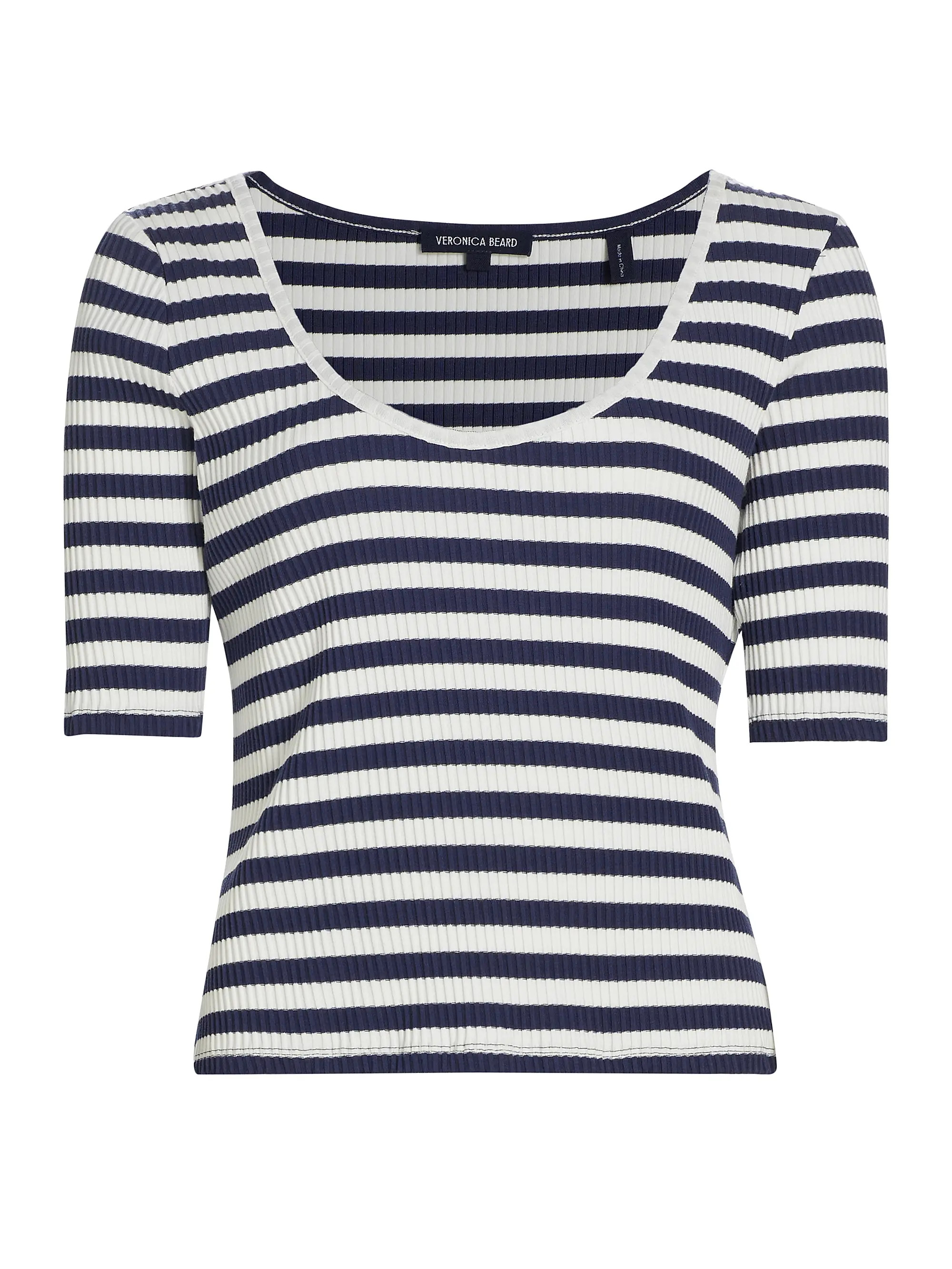 Anafi Striped Cotton-Blend Scoopneck T-Shirt | Saks Fifth Avenue