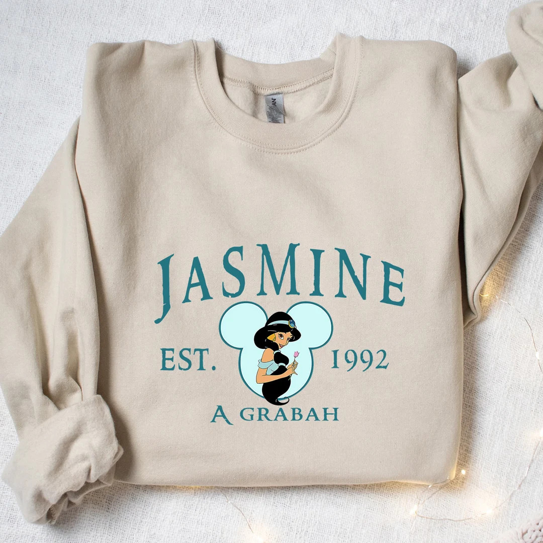 Retro Jasmine Princess Sweatshirt, Disney Princess Sweatshirt, Jasmine Disney Sweatshirt, Disney ... | Etsy (US)
