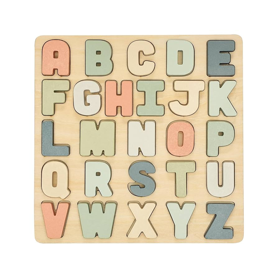 Pearhead Wooden Alphabet Puzzle, Colorful ABC Letters, Interactive Learning Board Educational Mon... | Amazon (US)