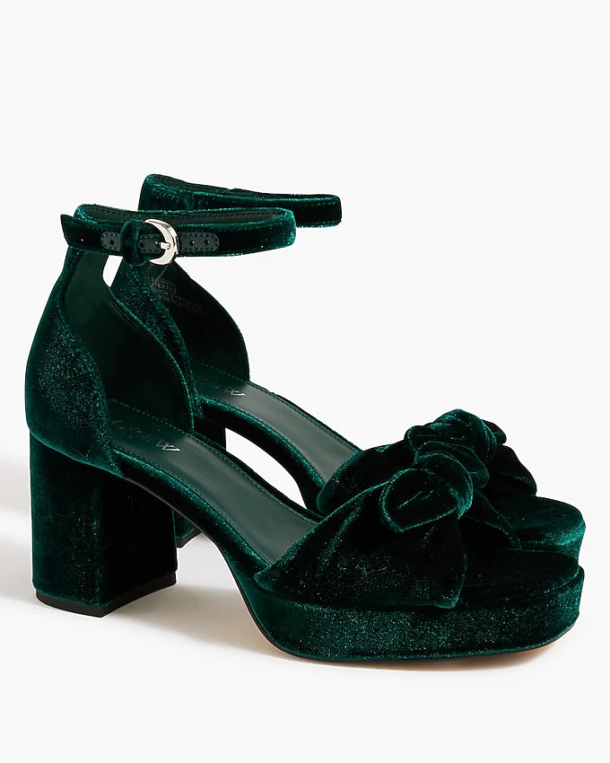 Velvet bow platform heels | J.Crew Factory
