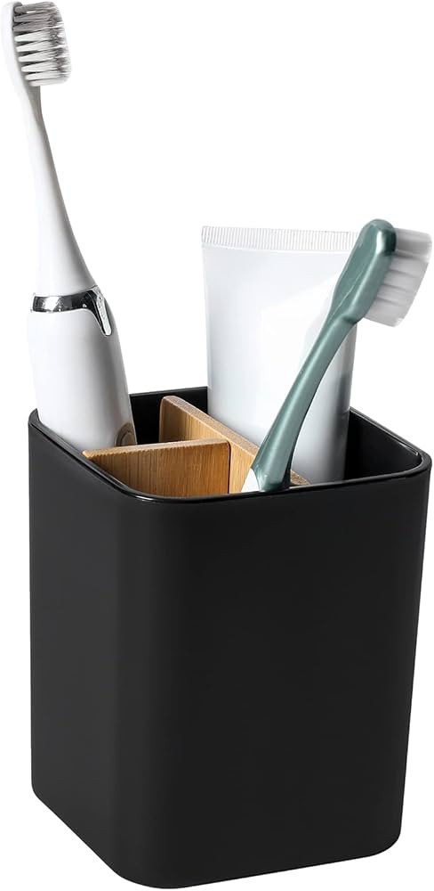 Bamboo Toothbrush Holder for Bathrooms, 3 Slots Toothbrush and Toothpaste Holder Bathroom Counter... | Amazon (US)