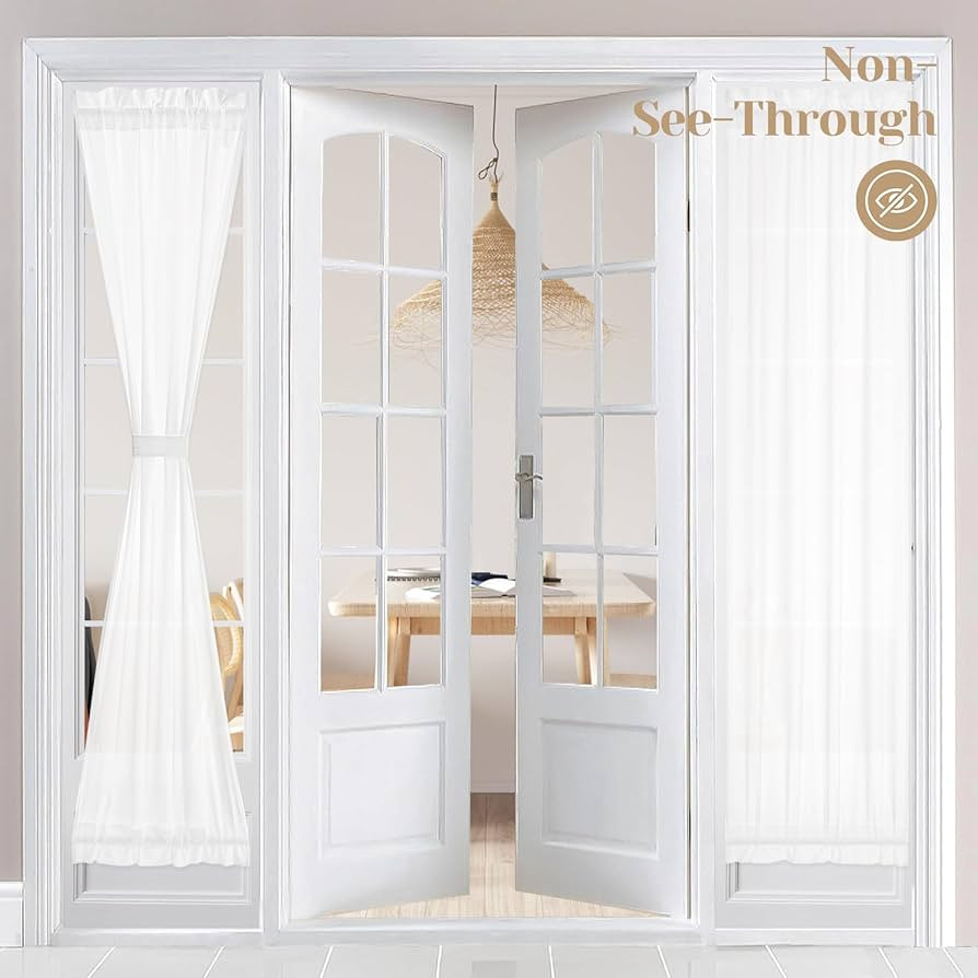 HOMEIDEAS Non-See-Through French Door Curtains Set of 2 for Front Door, Light Filtering Privacy S... | Amazon (US)