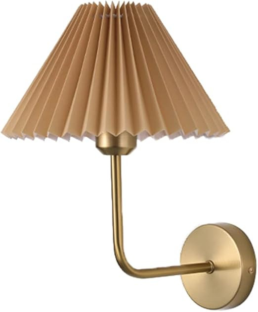 SHREALMS Bedroom Bedside Wall Lamp/Headboard Lights - 1 Light Single Wall Sconce with Pleated Fab... | Amazon (US)