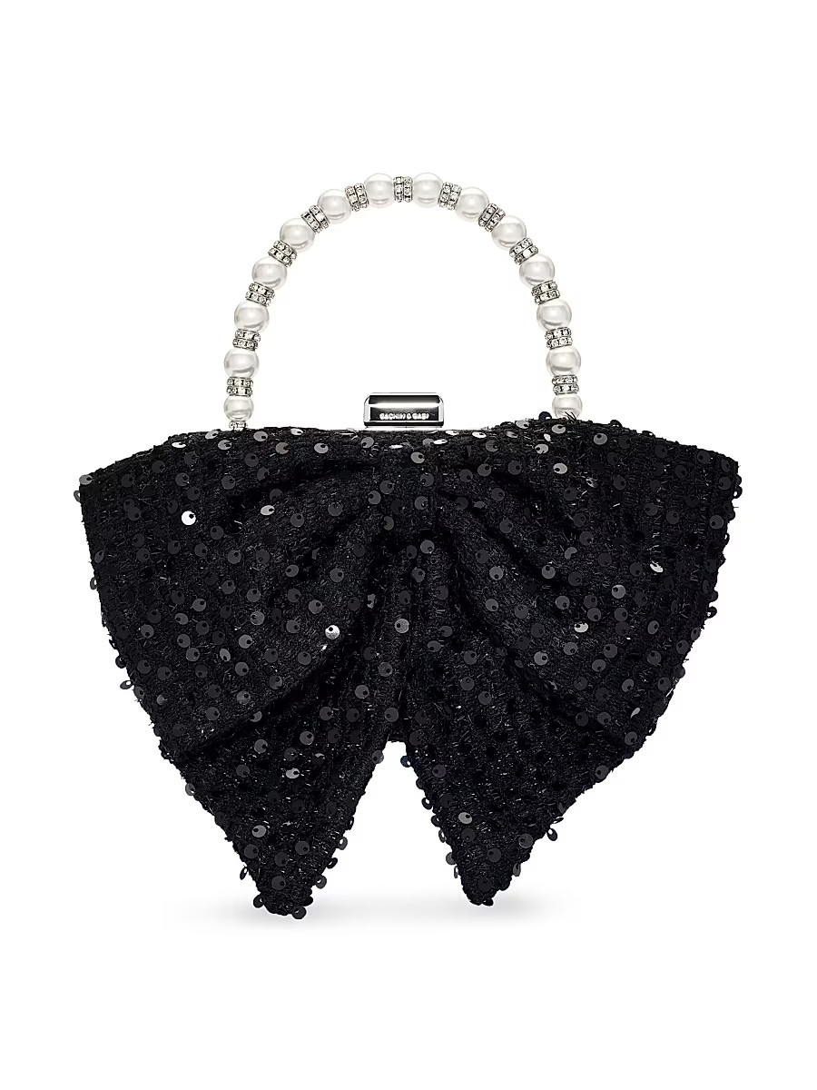 Women's Bubbly Sequin Tweed Top Handle Bag - Black | Saks Fifth Avenue