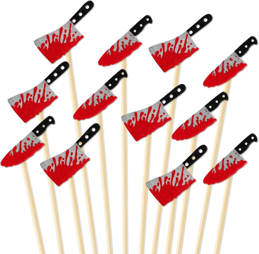 JarThenaAMCS 100 Pcs Halloween Cocktail Picks Horror Blood Knife Long Food Appetizer Skewer Tooth... | Amazon (US)