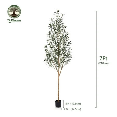 DR.Planzen 7' Artificial Olive Tree Indoor, Tall Faux Olive Tree, Artificial Plants with Natural Wood Trunk and Lifelike Fruits for Home Office Decor | Walmart (US)