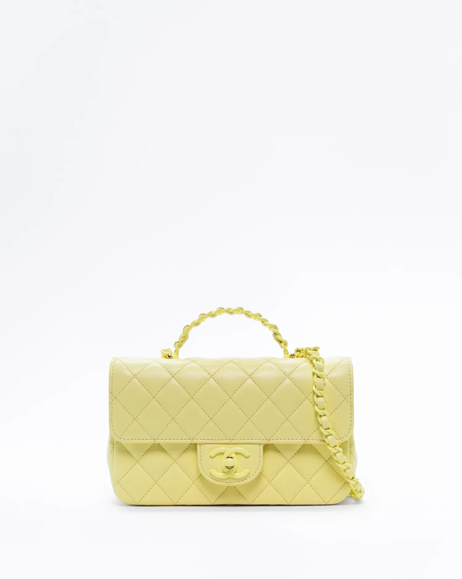 Lacquered Chain Top Handle Mini Flap Bag | Vivrelle