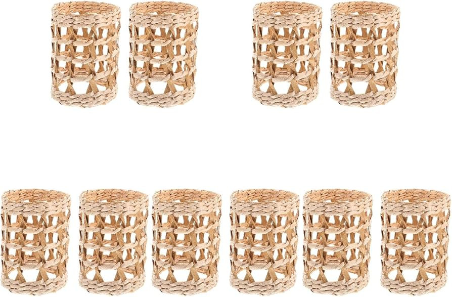 10pcs Wicker Woven Cup Holders Woven Glass Vase Sleeve Hand Woven Drink Glass Cup Holder Rustic C... | Amazon (US)