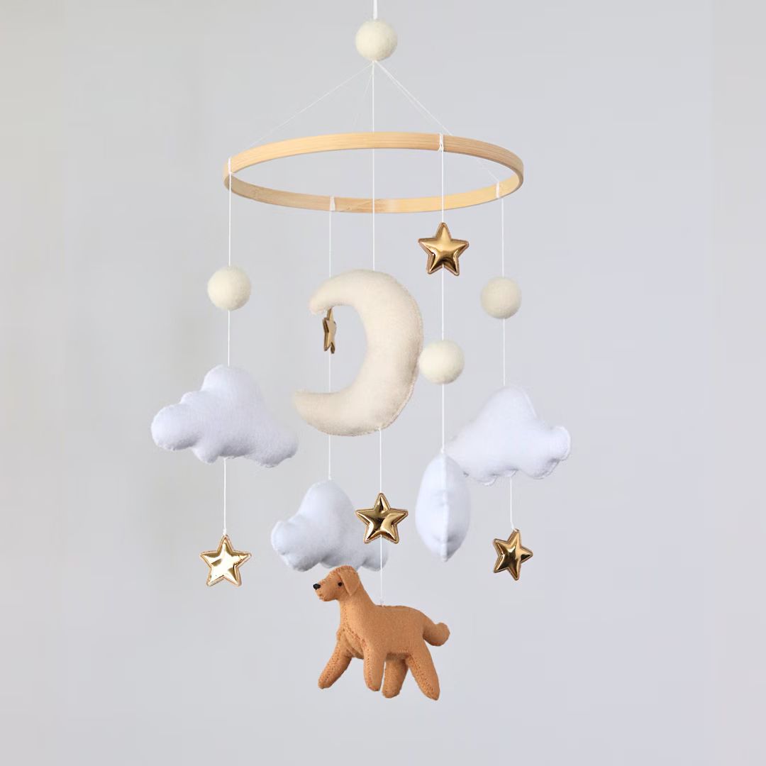 Dreamy Dog Baby Mobile Minimalistic Dog Mom Puppy Labrador Retriever Baby Shower Gift Nursery Dec... | Etsy (US)