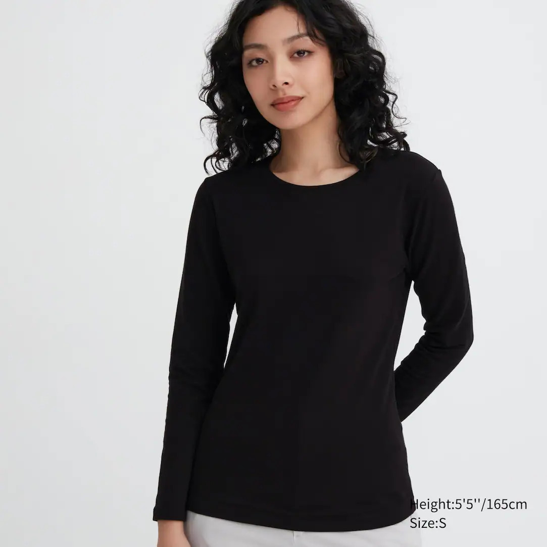HEATTECH EXTRA WARM COTTON CREW NECK LONG SLEEVED THERMAL TOP | UNIQLO (UK)