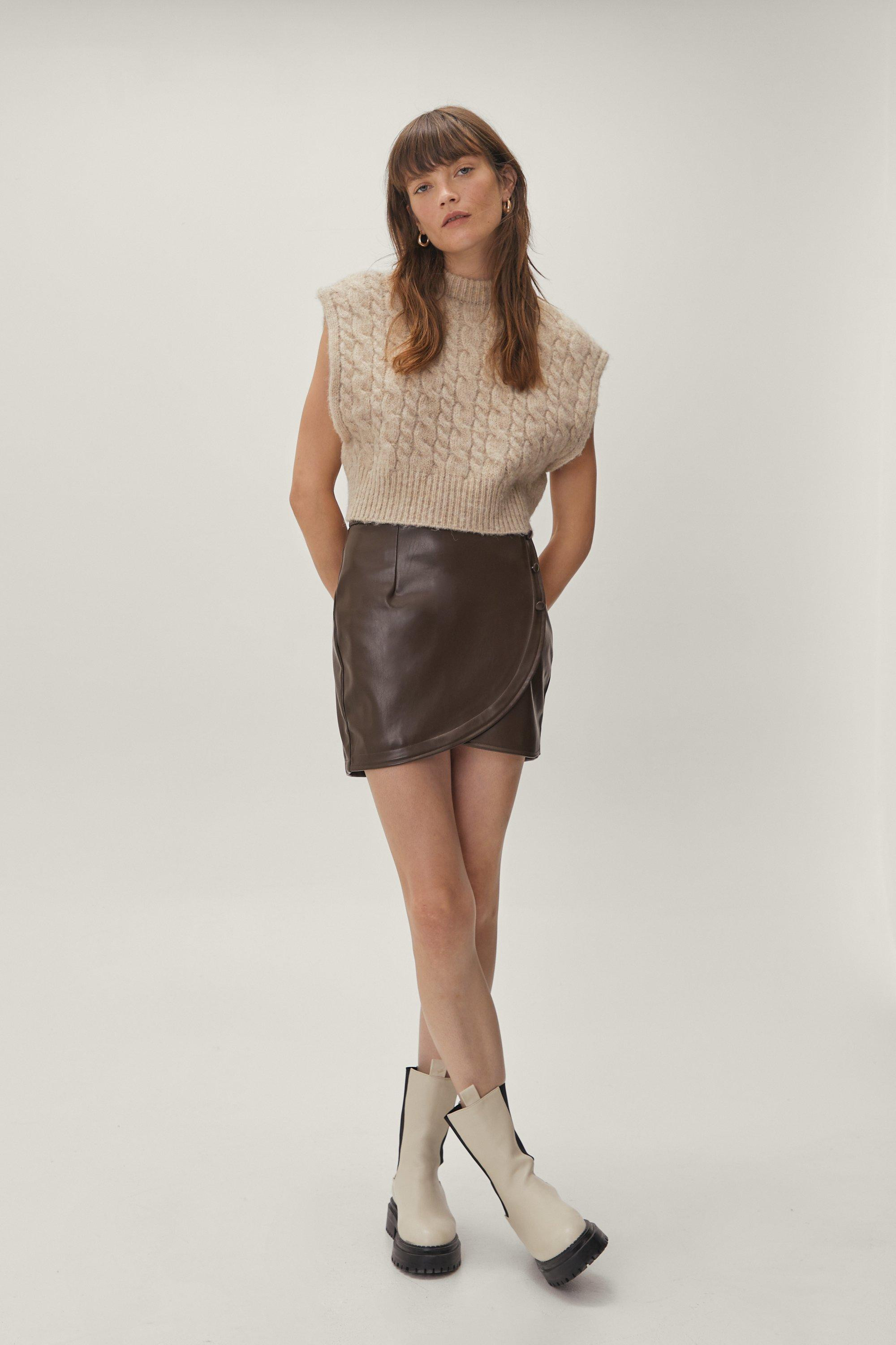 Faux Leather Button Down Mini Skirt | Nasty Gal (US)