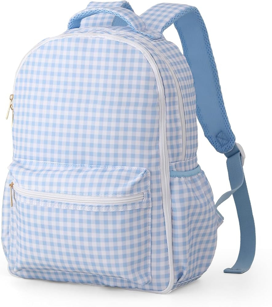 DYSHAYEN Kids Backpack for Boys, Blue Gingham | Amazon (US)