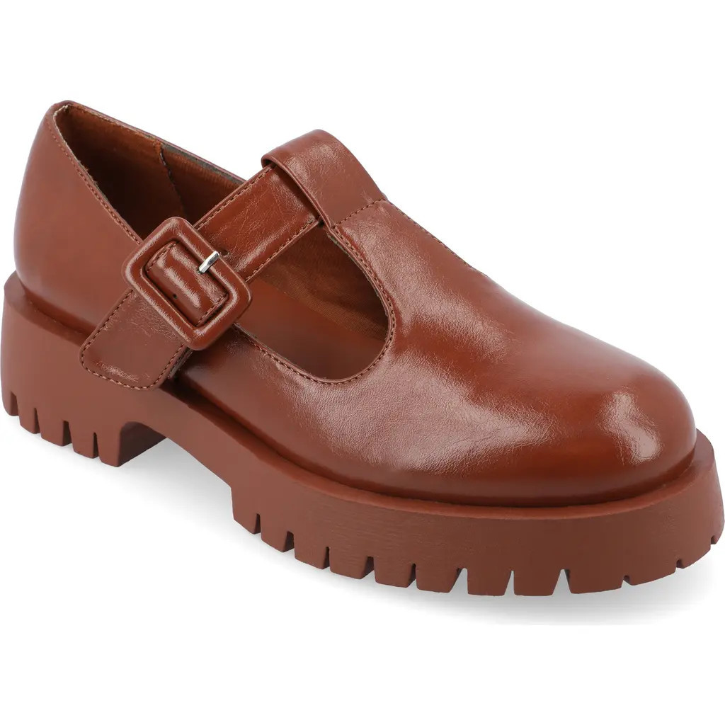 Journee Collection Suvi Mary Jane Loafer in Cognac at Nordstrom Rack, Size 7.5 | Nordstrom Rack