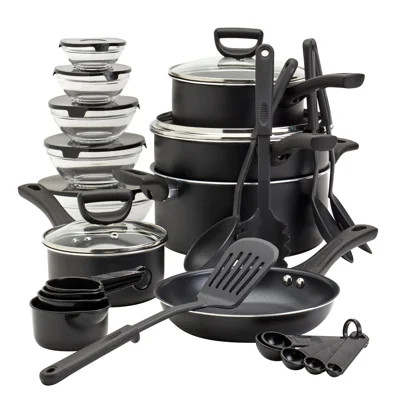 Basic Essentials 32PC Non-Stick Aluminum Cookware Set | Wayfair North America