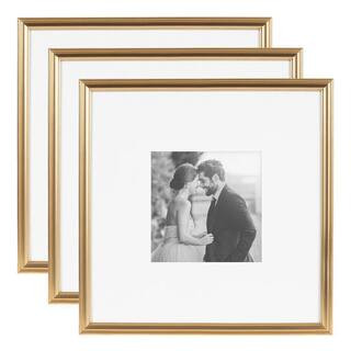 Adlynn 16 in. x 16 in. Matted to 8 in. x 8 in. Gold Picture Frame (Set of 3) | The Home Depot