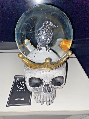 Martha Stewart Halloween Water Snow Globe Crown King Skull Raven Black Glitter   | eBay | eBay US