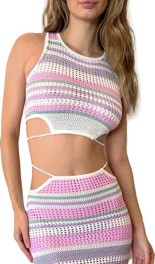 Lia Stripe Strappy Crop Cover-Up Top | Nordstrom