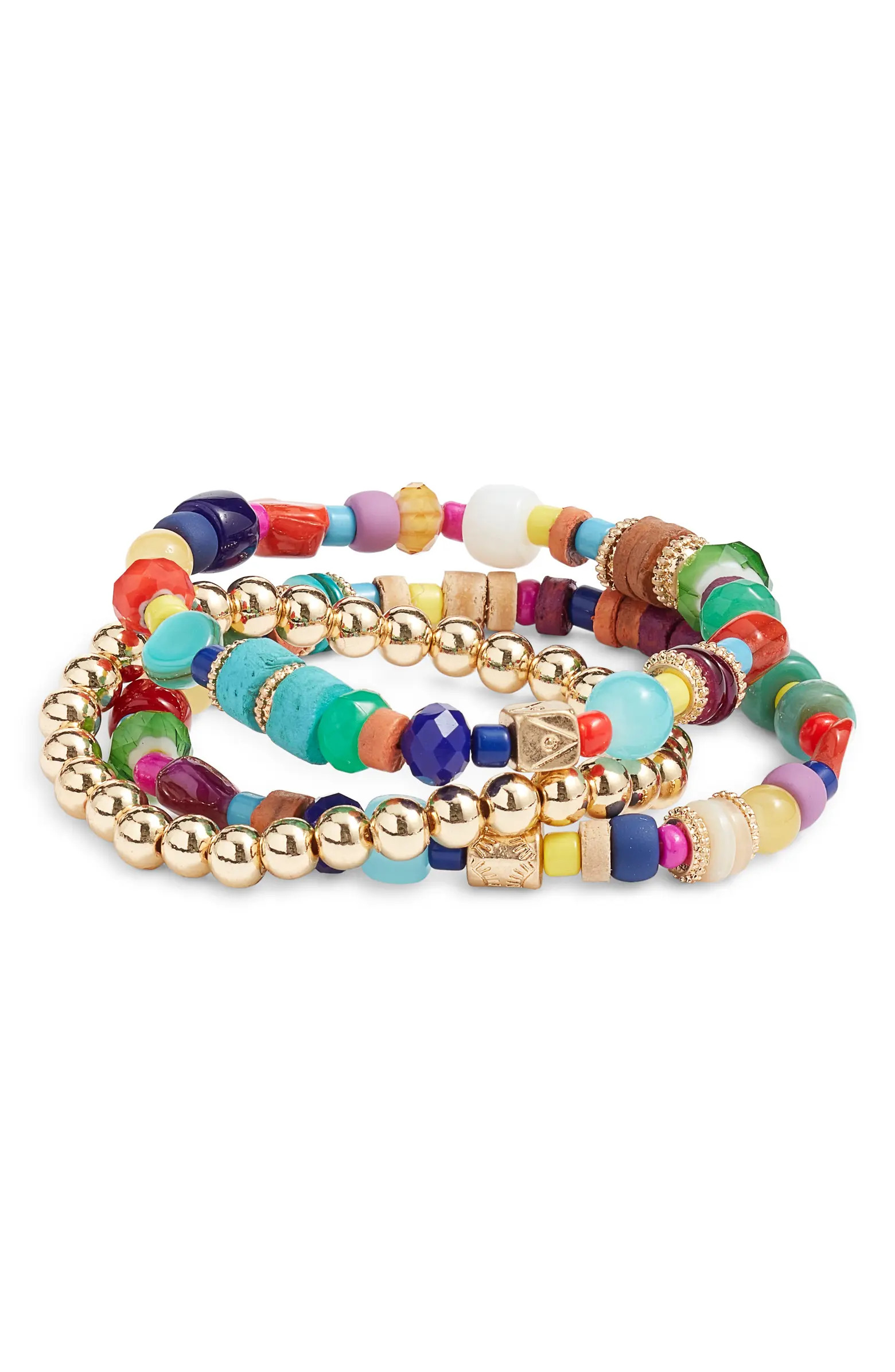 Set of 3 Mixed Bead Stretch Bracelets | Nordstrom