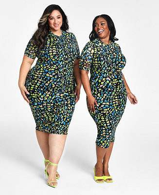Nina Parker Trendy Plus Size Mesh Midi Dress, Created for Macy's - Macy's | Macy's