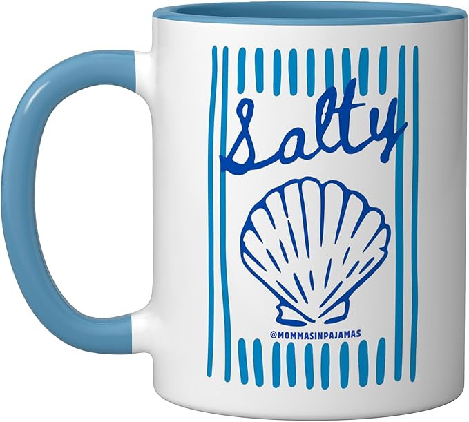 Salty Summer Ceramic Mug, Blue/White | Amazon (US)