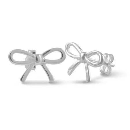 SilverCloseOut Dainty Bow Earrings Womens Ribbon Studs | Walmart (US)