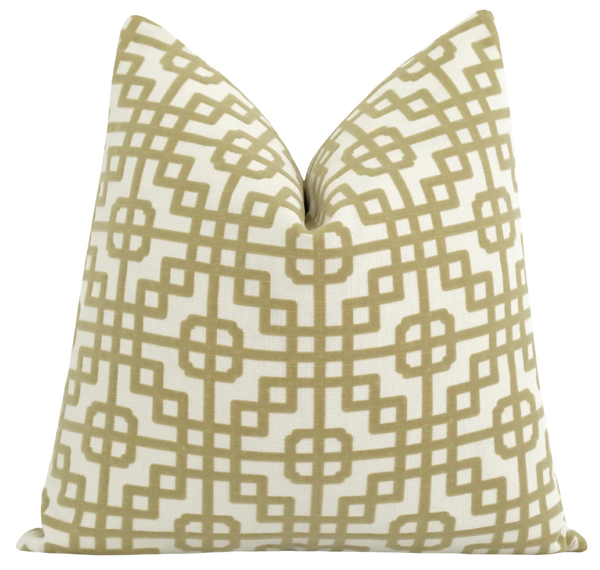 Kline Sandstone Trellis Flocked Velvet Pillow | Land of Pillows
