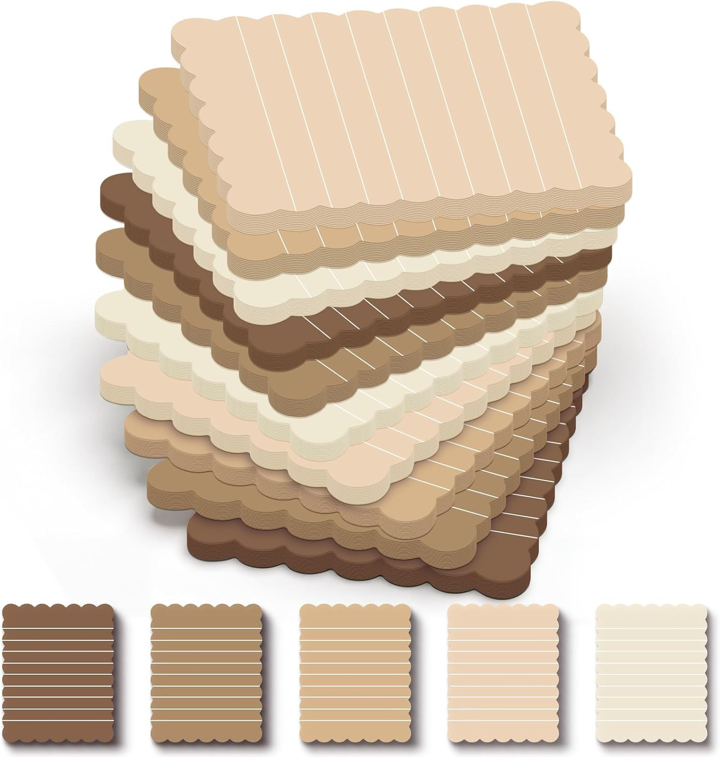 Epakh 10 Pack Scalloped Line Sticky Notes, Gradient Brown Pads, 3 x 4 Inch | Amazon (US)