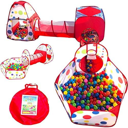 Playz 5-Piece Kids Play Tents Crawl Tunnels and Ball Pit Popup Bounce Playhouse Tent with Basketball | Amazon (US)