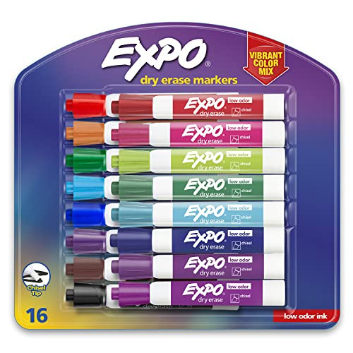 EXPO Low Odor Dry Erase Markers, Chisel Tip, Assorted Colors, 16 Count | Amazon (US)