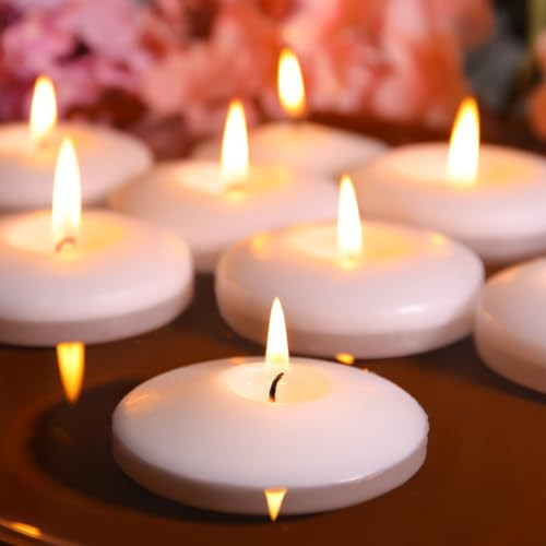 48 Pack White Floating Candles 3 inch Unscented Floating Candles for Centerpieces-10 Hours Long Burn Time-3” Floating Candle Bulk for Wedding Cylinder Vases | Amazon (US)