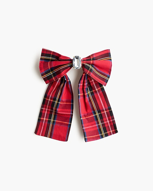 Embellished tartan bow barrette | J.Crew Factory