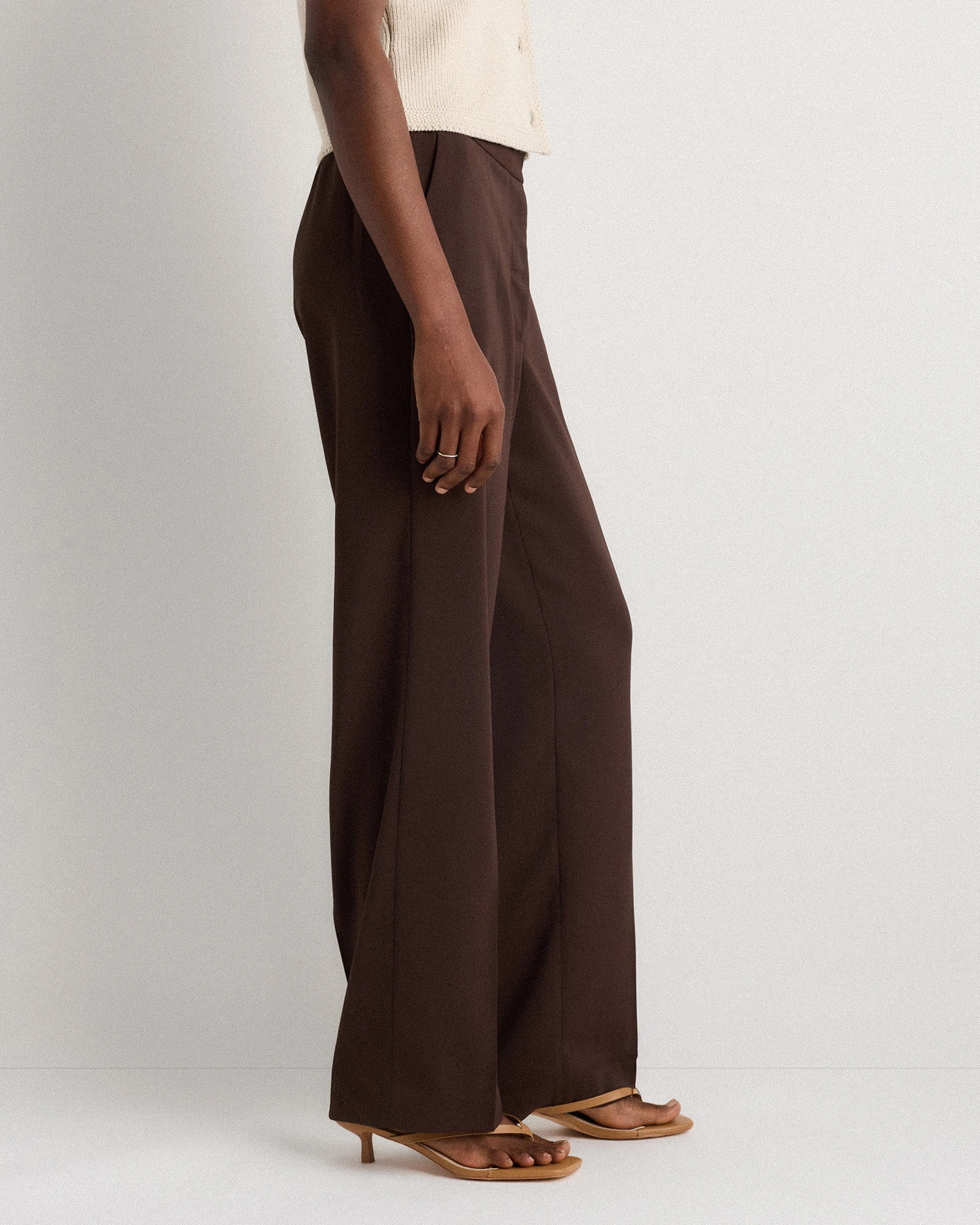 Stretch Crepe Classic Trouser Pants in Coffee Bean Brown | Quince