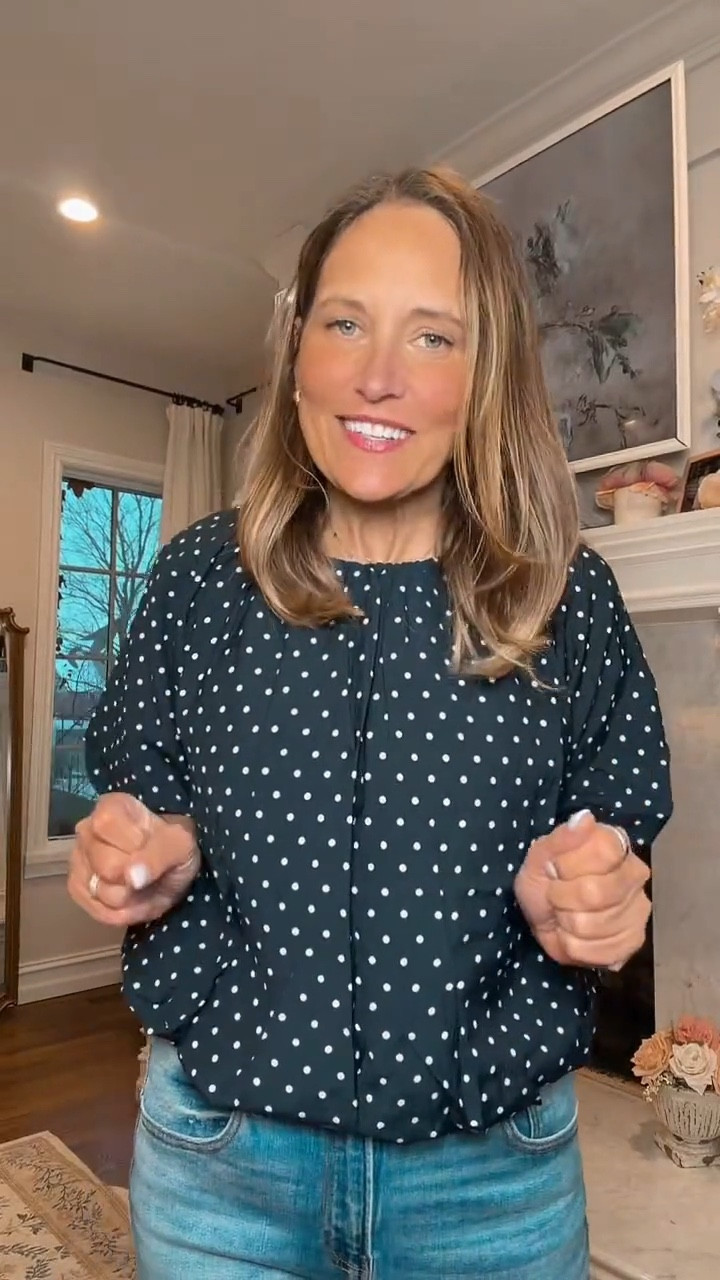 Social threads has been coming out with some of the cutest tops lately! Plus, polka dots have been a trending pattern lately! This too will pair well with white pants or even denim jeans!

#LTKOver40 #LTKSeasonal #LTKMidsize