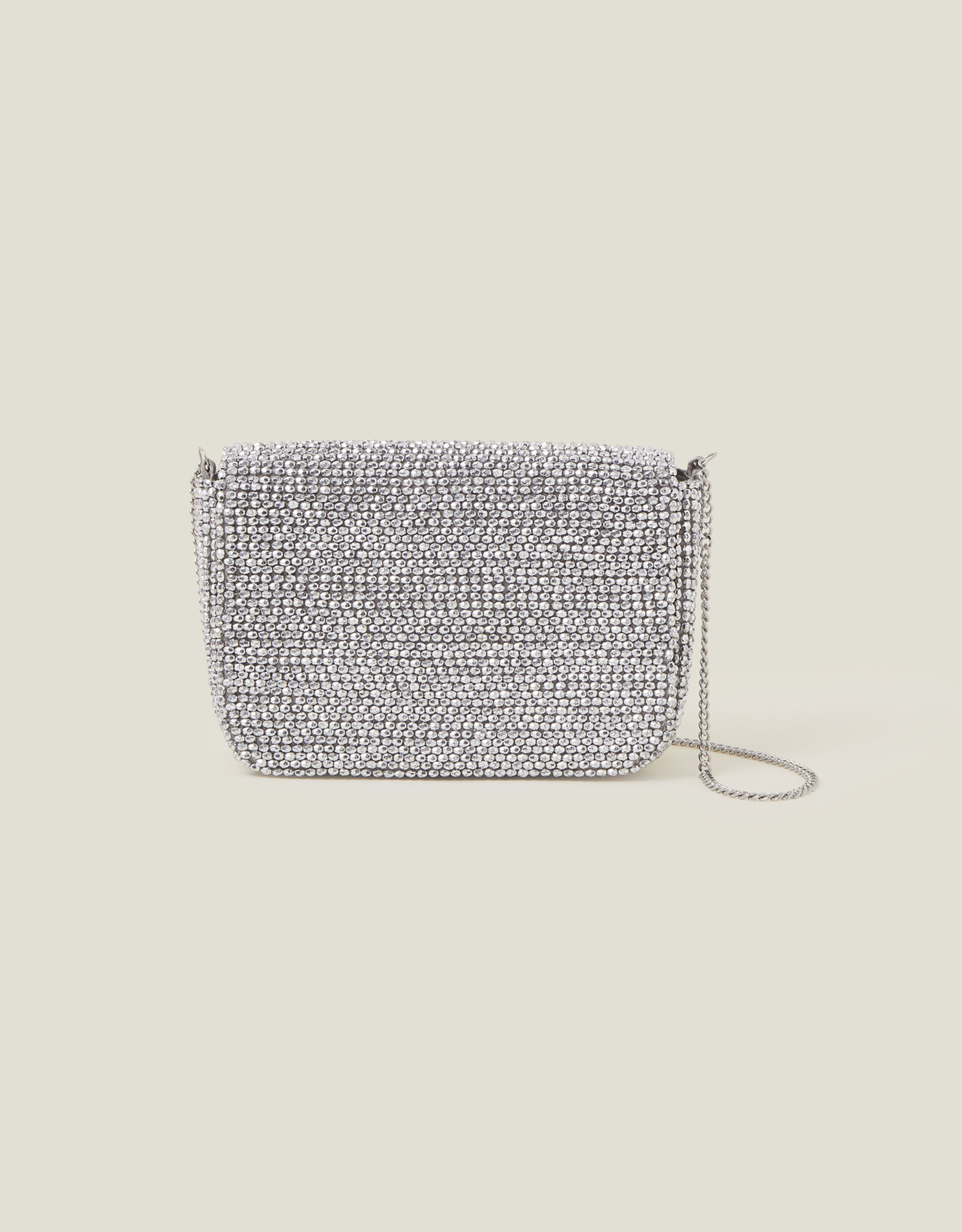 Fold Over Beaded Clutch Bag Silver | Accessorize (Global)