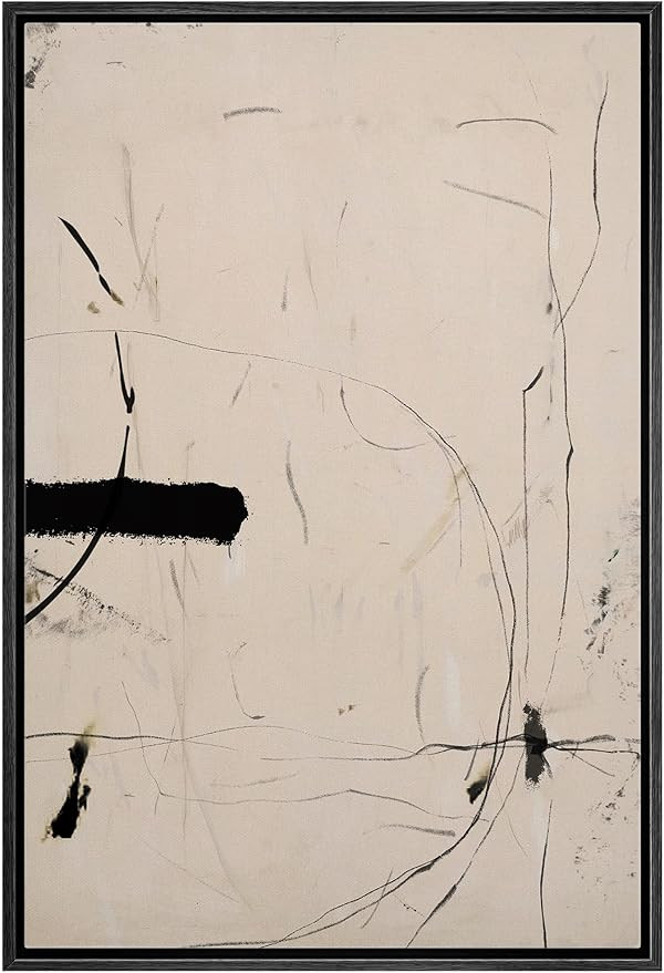 SIGNWIN Framed Canvas Print Wall Art Abstract Minimalist, Black and White Wall Art Prints Modern ... | Amazon (US)