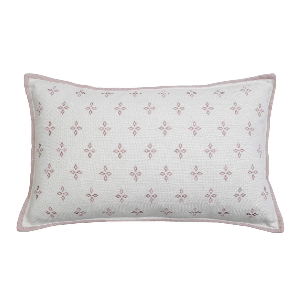 12"x20" Oversize Tracie Embroidered Faux Linen Flange Lumbar Throw Pillow - Decor Therapy | Target