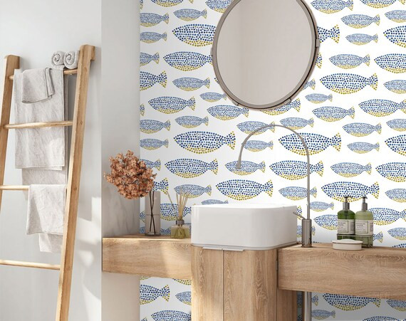 Abstract Ocean Fish Gradient Colorful Polka Dots Wallpaper  | Etsy | Etsy (US)