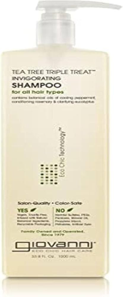 GIOVANNI Tea Tree Triple Treat Invigorating Shampoo, 33.8 oz. (Liter) - Cooling Peppermint, Eucal... | Amazon (US)