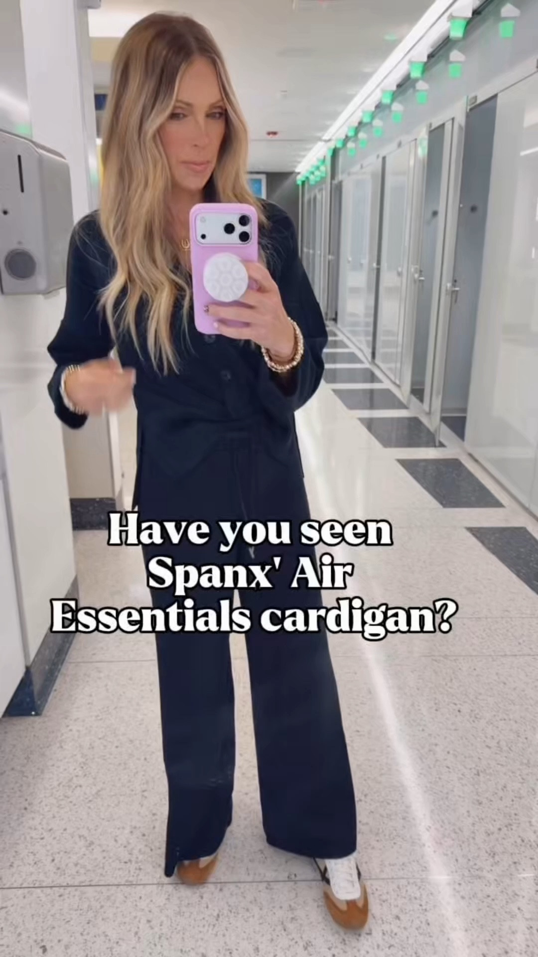 The Air Essentials collection from Spanx now has an ultra soft cardigan. The bottom hem is split at hip for more comfort and room. Use code LTK20 to get 20% off in the LTK app.