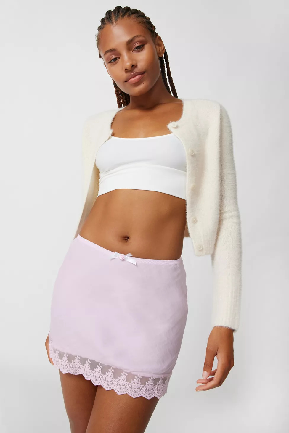 Out From Under Juliette Lace-Trim Mini Skirt | Urban Outfitters (US and RoW)