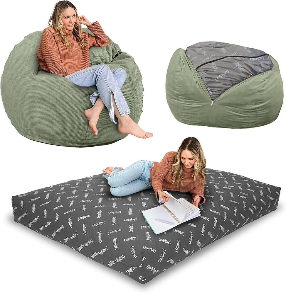 CordaRoy's Chenille Bean Bag - Convertible Bean Bag Chair & Bed - Machine-Washable Chenille Fabri... | Amazon (US)