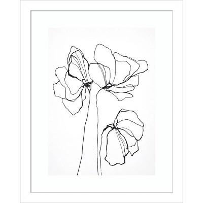 12" x 15" Fine Line VI Flower by Design Fabrikken Framed Wall Art Print - Amanti Art | Target