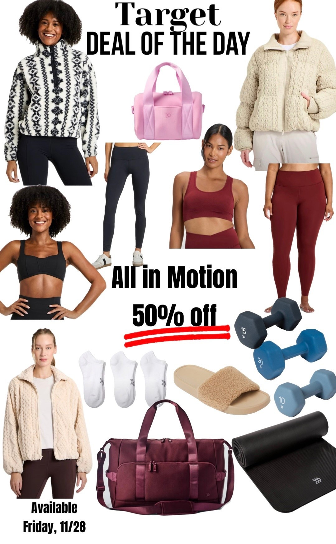 Target…Deal of the Day! All in Motion 50% off! Activewear, exercise equipment, and accessories! 

#LTKGiftGuide #LTKFindsUnder50 #LTKActive
