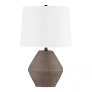 Hampton Bay Saye 23.5 in. Brown Ceramic Table Lamp with White Fabric Shade RS2203088 - The Home D... | The Home Depot