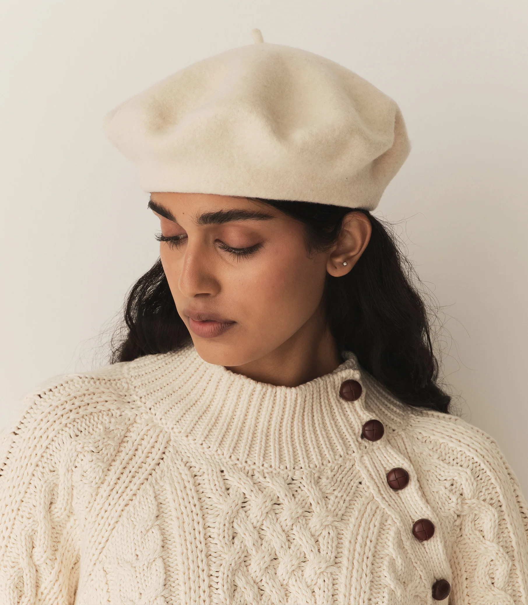 Georgianna Beret - Cream Wool | DÔEN | DOEN