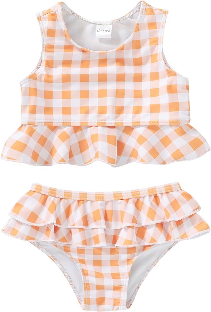 Tiny Cutey Toddler Girl Summer Swimsuit Sleeveless Swimwear Baby Girl Two-Piece Swimsuit Suit Beach  | Amazon (US)